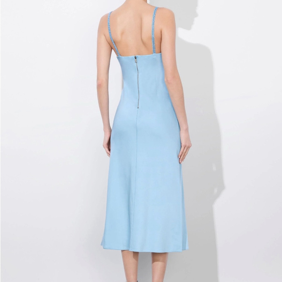 Alice + Olivia Kiro Midi Slip Dress, Mineral Blue - Picture 3 of 10